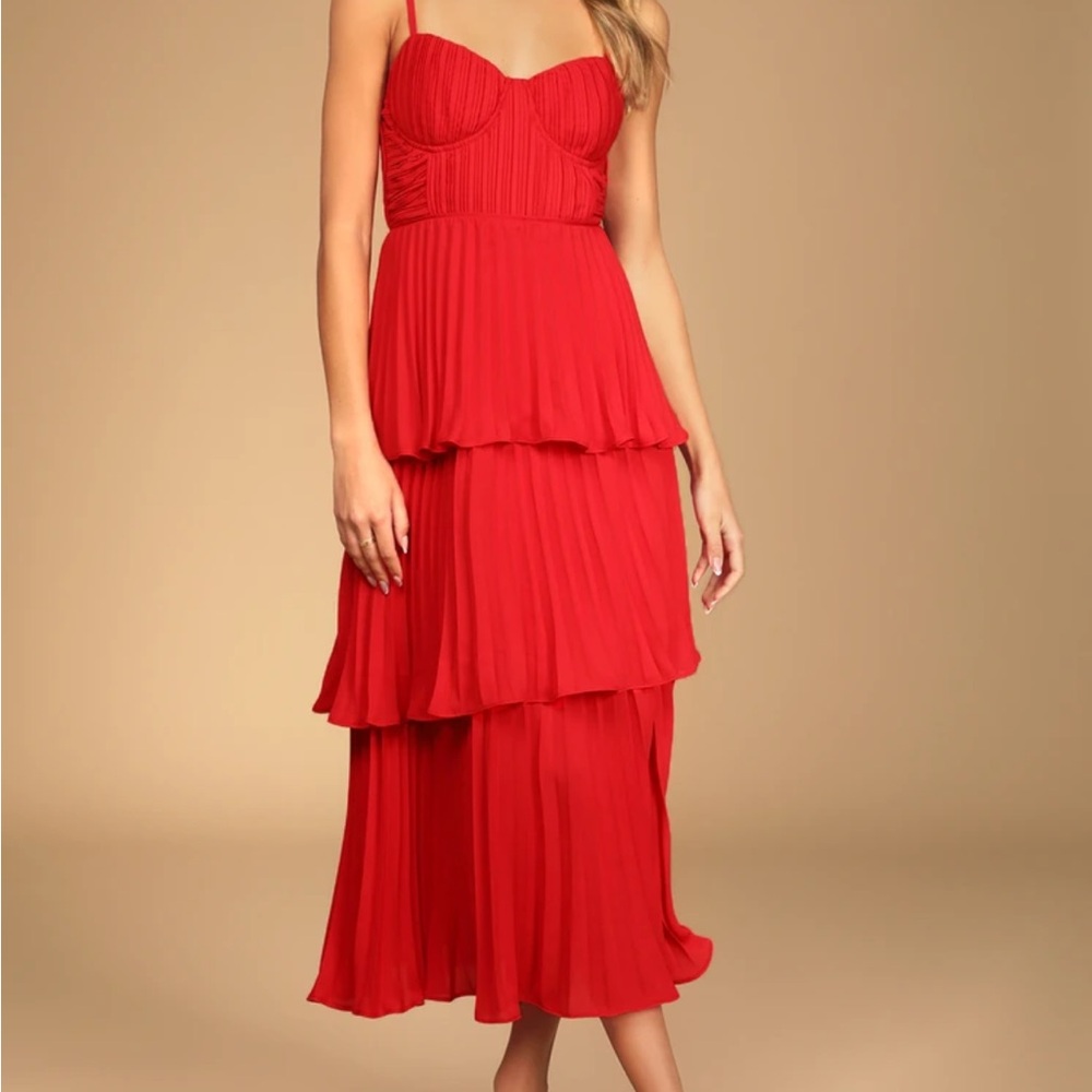 Lulu's Vibrant Red Midi Dress